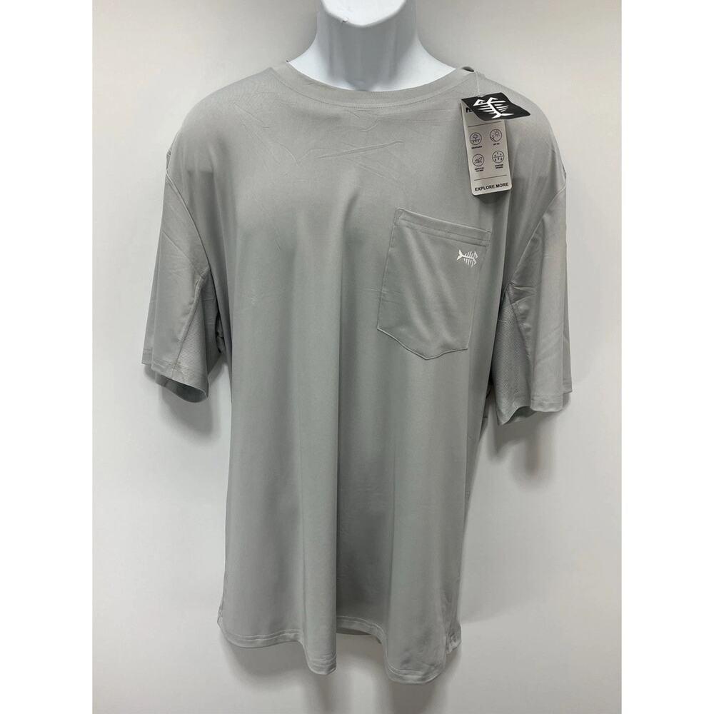 Bassdash Mens UPF 50+ Short Sleeve Fishing Shirt Gray Size 2xL